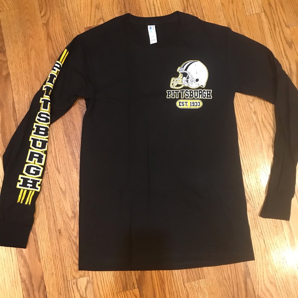 NFL Steelers Black Long Sleeve Tee with Bold Graphics